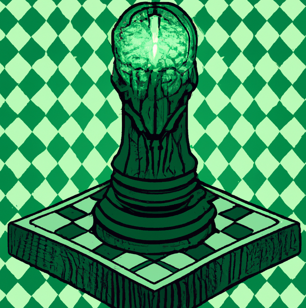 A brain depicted in the form of a chess piece
