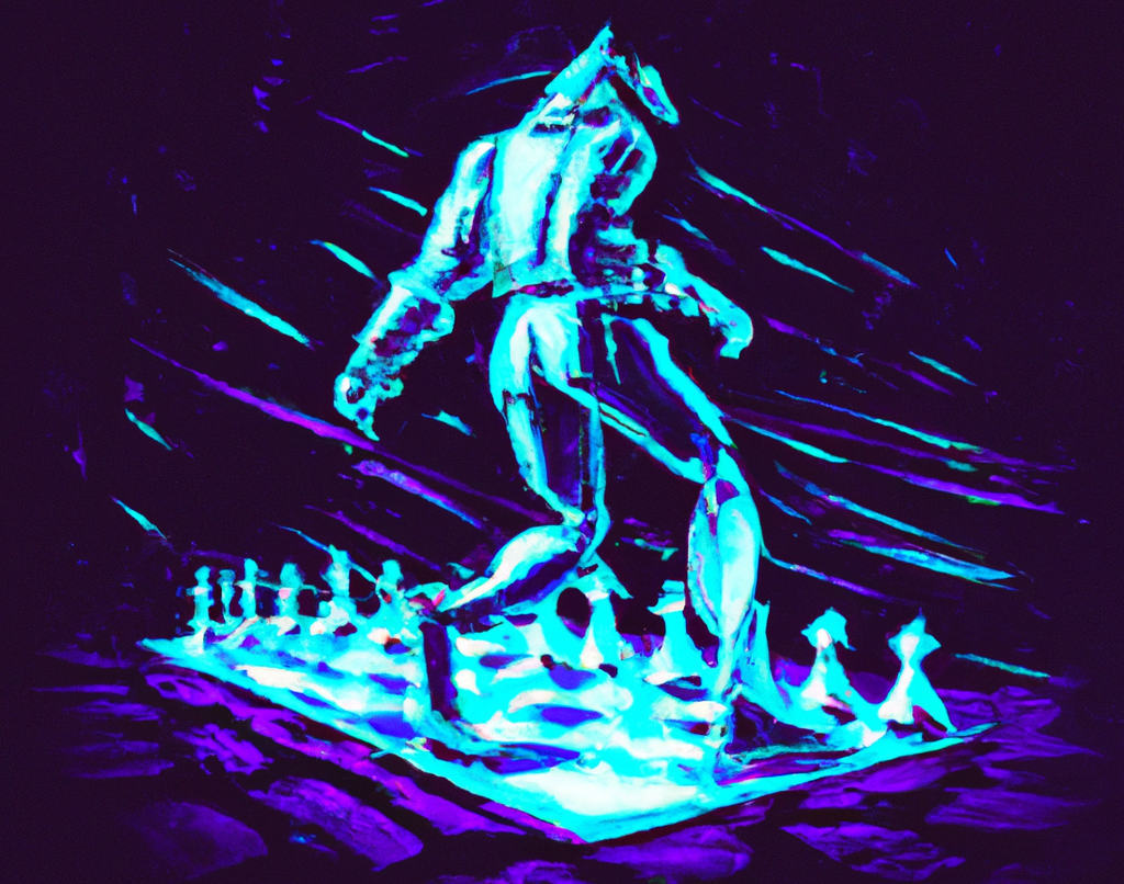 A chess player moving on a chess board and burning calories