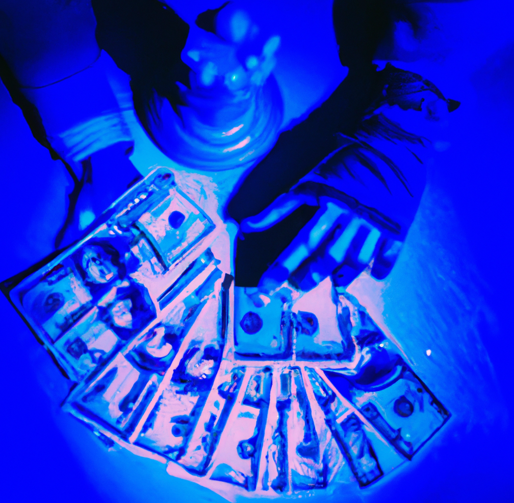stacks of money besides a chess piece.