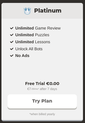 The Chess.com Platinum Premium Membership Tier