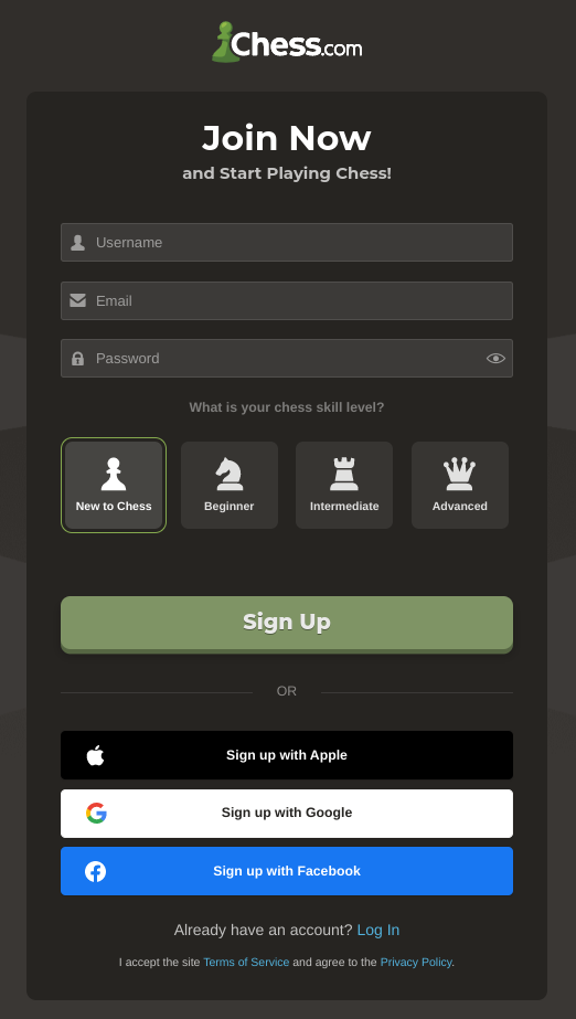 Signing Up to Play Chess Together With a Friend Online on Chess.com